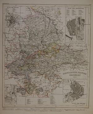 Preussische Provinz Sachsen 1852. Mit 4 Nebenkarten: Paln von Halle, Magdeburg, Torgau, Erfurt. G...