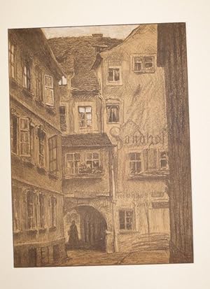 Würzburg: Hahnenhof (Sandhof). Originalsteinzeichnung. 27 x 36 cm.