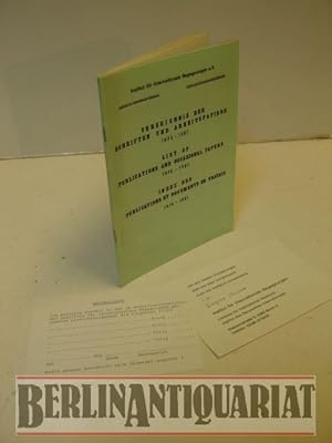 Bild des Verkufers fr Verzeichnis der Schriften und Arbeitspapiere. 1975-1981. zum Verkauf von BerlinAntiquariat, Karl-Heinz Than