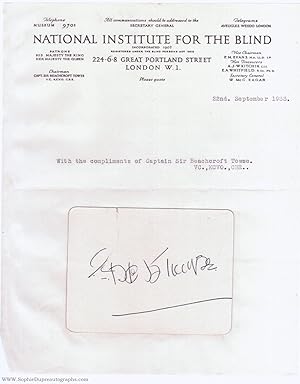 Striking BLIND SIGNATURE on card, (Sir Ernest Beachcroft, 1864-1948, Soldier, Winner of the Victo...