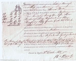 Attractive Bill of Lading (Captain Thomas, of the Aurora, bound for Madeira)