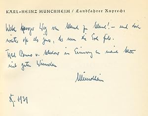 Imagen del vendedor de Landsfahrer Ruprecht und seine wundersamen Geschichten. - WIDMUNGSEXEMPLAR fr Karl Benno von Mechow. - UND: Begleitbrief des Autors mit Aussagen ber das Buch. a la venta por Antiquariat Richard Husslein