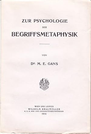 Imagen del vendedor de Zur Psychologie der Begriffsmetaphysik. a la venta por Antiquariat Krikl