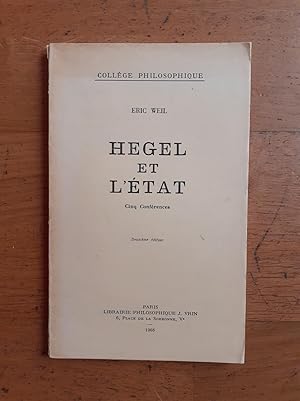 Seller image for HEGEL ET L ETAT. Cinq Confrences. Deuxime dition. for sale by Librairie Sainte-Marie