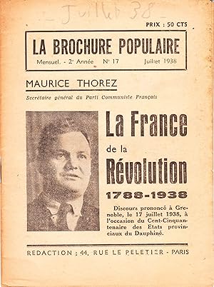 La France de la Révolution. 1788-1938.