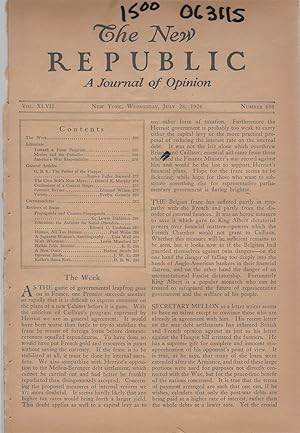 Imagen del vendedor de The New Republic, Volume LXXIV, No. 608: July 28, 1926 a la venta por Dorley House Books, Inc.