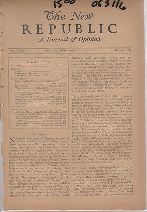 Imagen del vendedor de The New Republic, Volume LXXIV, No. 607: July 21, 1926 a la venta por Dorley House Books, Inc.