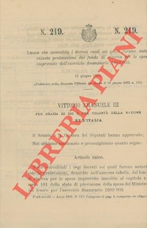 Immagine del venditore per Raccolta ufficiale delle Leggi e dei Decreti del Regno d'Italia. 1903, 1908, 1909, 1911. venduto da Libreria Piani