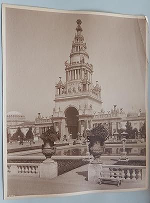 Tower of Jewels viewed through gardens. Building. Original photo Pan Pacific International Exposi...