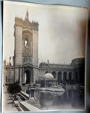 Mulgardt's Tower with pool and colunade. Original photo Pan Pacific International Exposition.