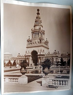 Tower of Jewels with urns. Original photo Pan Pacific International Exposition.