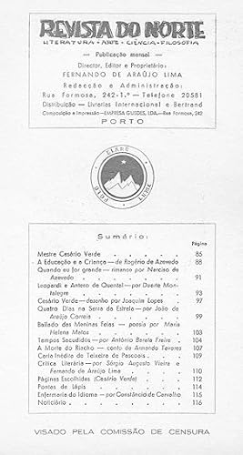 Seller image for Homenagem a Cesrio Verde [in REVISTA DO NORTE. Literatura - Arte - Cincia - Filosofia, N 4, Abril 1955] for sale by Lirolay