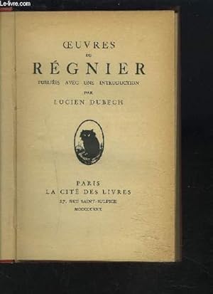 Imagen del vendedor de OEUVRES DE REGNIER. a la venta por Le-Livre