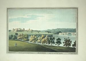 Original Hand Coloured Antique Aquatint Print Illustrating Blenheim (third view) in Oxfordshire. ...