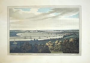 Seller image for Original Hand Coloured Antique Aquatint Print Illustrating a View of Purfleet, Erith and Long-Reach in London. Drawn By J Farington and Engraved By J. C. Stadler. Published in 1793. for sale by Rostron & Edwards