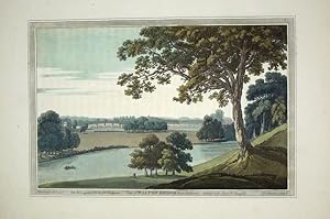 Seller image for Original Hand Coloured Antique Aquatint Print Illustrating a View of Walton Bridge from Oatlands in London. Drawn By J Farington and Engraved By J. C. Stadler. Published in 1793. for sale by Rostron & Edwards