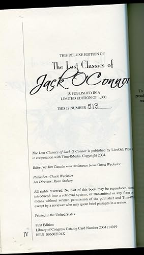 The Lost Classics of Jack O'Connor: Casada, Jim (editor)