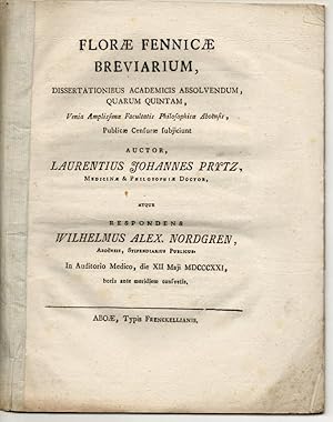 Bild des Verkufers fr Florae Fennicae breviarium, part 5 + 6. Dissertation. zum Verkauf von Wissenschaftliches Antiquariat Kln Dr. Sebastian Peters UG
