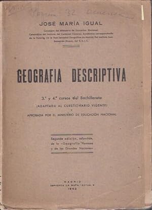Seller image for Geografa descriptiva 3 y 4 curso del Bachillerato. for sale by SOSTIENE PEREIRA