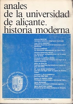 Imagen del vendedor de ANALES DE LA UNIVERSIDAD DE ALICANTE. HISTORIA MODERNA N 2 a la venta por Librera Vobiscum