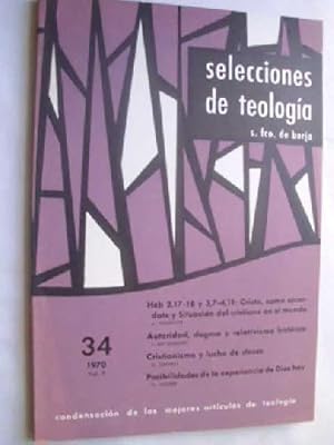 SELECCIONES DE TEOLOGÍA S. FCO DE BORJA, Nº 34, 1970