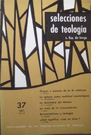 SELECCIONES DE TEOLOGÍA S. FCO DE BORJA, Nº 37, 1971