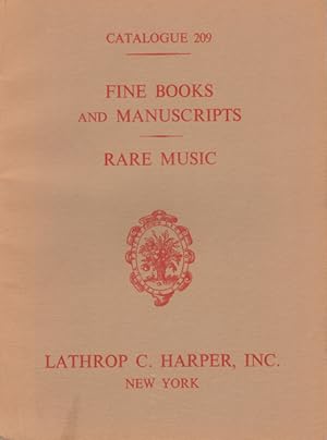 Seller image for A Selection of Fine Books and Manuscripts. Catalogue 209 for sale by Kaaterskill Books, ABAA/ILAB