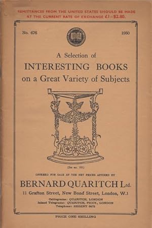 Bild des Verkufers fr A Selection of Interesting Books on a Great Variety of Subjects. No. 676. 1950 zum Verkauf von Kaaterskill Books, ABAA/ILAB