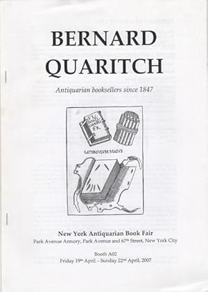 Bild des Verkufers fr New York Antiquarian Book Fair. Friday 19th April-Sunday 22nd April, 2007 zum Verkauf von Kaaterskill Books, ABAA/ILAB