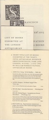 Bild des Verkufers fr Collection of Three Book Fair Catalogues from William Patrick Watson zum Verkauf von Kaaterskill Books, ABAA/ILAB