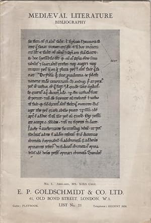Imagen del vendedor de Mediaeval Literature, Bibliography. List No. 23 a la venta por Kaaterskill Books, ABAA/ILAB
