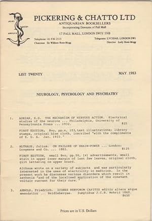 Bild des Verkufers fr List Twenty. May 1983. Neurology, Psychology and Psychiatry zum Verkauf von Kaaterskill Books, ABAA/ILAB