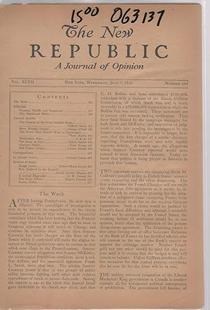 Imagen del vendedor de The New Republic, Volume XLVII: No. 605: July 7, 1926 a la venta por Dorley House Books, Inc.