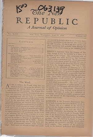 Imagen del vendedor de The New Republic, Volume XLVII: No. 603 June 23, 1926 a la venta por Dorley House Books, Inc.