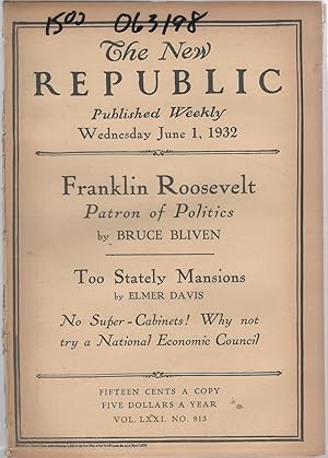 Imagen del vendedor de The New Republic, Volume LXXI: No. 913: June 1, 1932 a la venta por Dorley House Books, Inc.