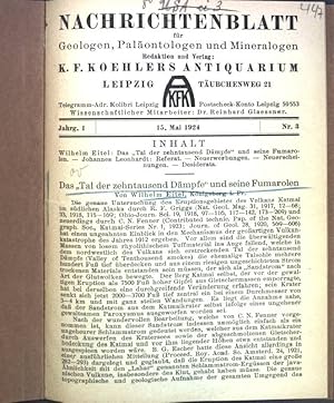 Immagine del venditore per Das "Tal der zehntausend Dmpfe" und seine Fumarolen; Aus: Nachrichtenblatt fr Geologen, Palontologen und Mineralogen, Jg. 1, Nr. 3; venduto da books4less (Versandantiquariat Petra Gros GmbH & Co. KG)