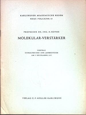Image du vendeur pour Molekular-Verstrker; Karlsruher Akademische Reden, Neue Folge, Nr. 15; mis en vente par books4less (Versandantiquariat Petra Gros GmbH & Co. KG)
