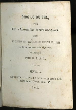 Seller image for Dios Lo Quiere Con La Religion De Su Progreso En El Tribunal De Assises for sale by Pazzo Books