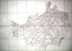 LAMBETH.Very large and highly detailed folding (wall) map of Southwest London, dissected into 3...