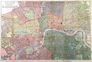 PHILIPS NEW PLAN OF LONDON. Plan of London, previously folded. Extent: Camden, West India Dock...