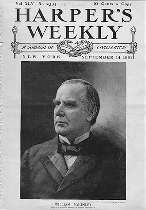 Seller image for ENGRAVING: "William McKinley: Shot By a Would-be Assassinn at Buffalo, Sepetember 6".engraving from Harper's Weekly, September 14, 1901 for sale by Dorley House Books, Inc.