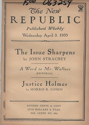 Imagen del vendedor de The New Republic, Volume LXXXII (82): No. 1061: April 3, 1935 a la venta por Dorley House Books, Inc.