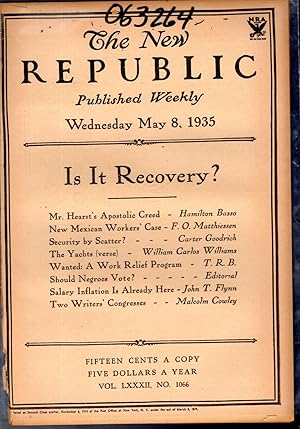 Imagen del vendedor de The New Republic, Volume LXXXII (82): No. 1066: May 8, 1935 a la venta por Dorley House Books, Inc.