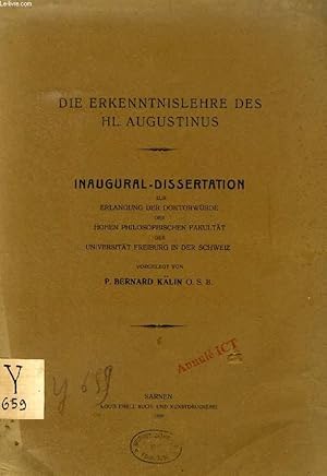 Immagine del venditore per DIE ERKENNTNISLEHRE DES Hl. AUGUSTINUS (INAUGURAL-DISSERTATION) venduto da Le-Livre