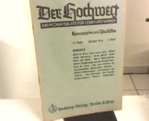 Imagen del vendedor de Der Hochweg. Ein Monatsblatt fr Leben und Wirken. 23. Jahr, 4. Heft, Januar 1936. a la venta por Zellibooks. Zentrallager Delbrck