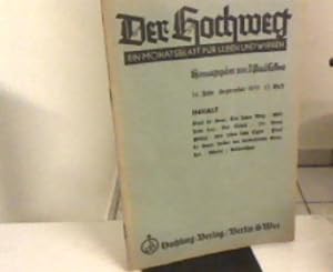 Imagen del vendedor de Der Hochweg. Ein Monatsblatt fr Leben und Wirken. 24. Jahr, 12. Heft, September 1937 a la venta por Zellibooks. Zentrallager Delbrck