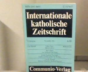 Bild des Verkufers fr Internationale katholische Zeitschrift. 12. Jahrg., November 1983. zum Verkauf von Zellibooks. Zentrallager Delbrck
