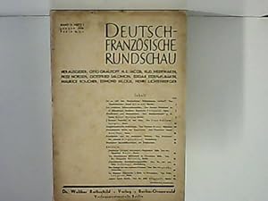 Seller image for Deutsch-Franzsische Rundschau. Band IV.- Heft 1. - Januar 1931. for sale by Zellibooks. Zentrallager Delbrck