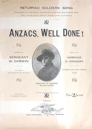 'Anzacs, Well Done!' musical score