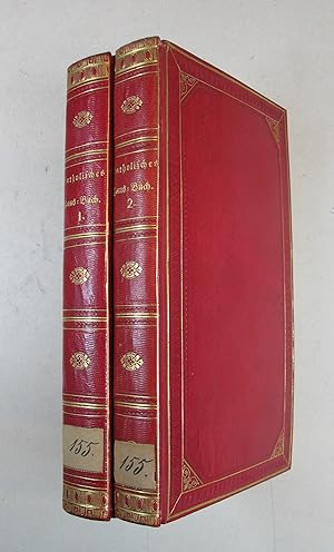 Imagen del vendedor de Katholisches Haus-Buch auf alle Sonn- und Festtage des Kirchenjahres zur Befrderung huslicher Andacht. 2 Tle. in 2 Bnden. Mnchen, Vlg. d. kath. Bchervereins 1832. 8. 1 Bl., IV, 1 Bl., 414 S., 1 Bl.; 1 Bl., 370 S., Goldschn., blind- u. goldgepr. rote Maroquinbde. d. Zt. a la venta por Antiquariat Johannes Mller